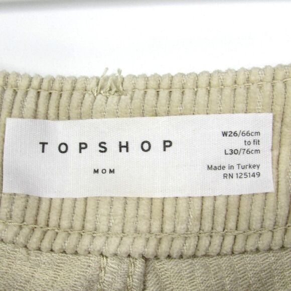 TOPSHOP Corduroy Mom Jeans In Cream Sz 4 - Picture 7 of 8